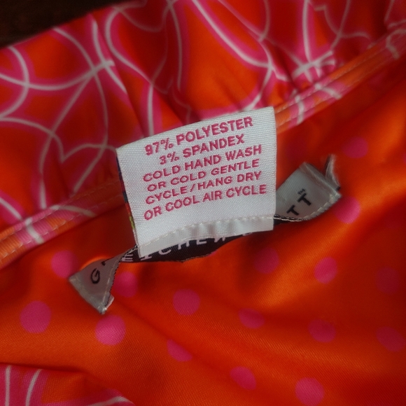 Gretchen Scott Ruffneck Dress Orange Pink Size Medium - Picture 6 of 8